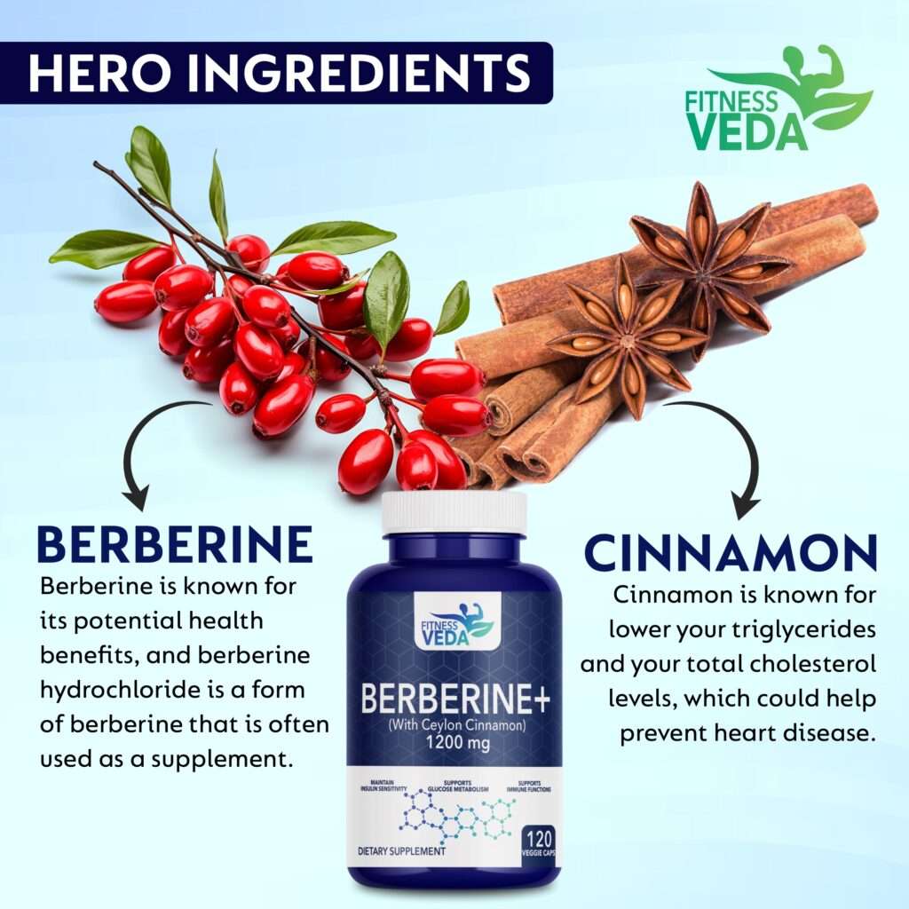 Natural support for glucose and metabolic health, Easy-to-swallow Berberine HCL capsules, Berberine HCL herbal capsules for balanced sugar levels