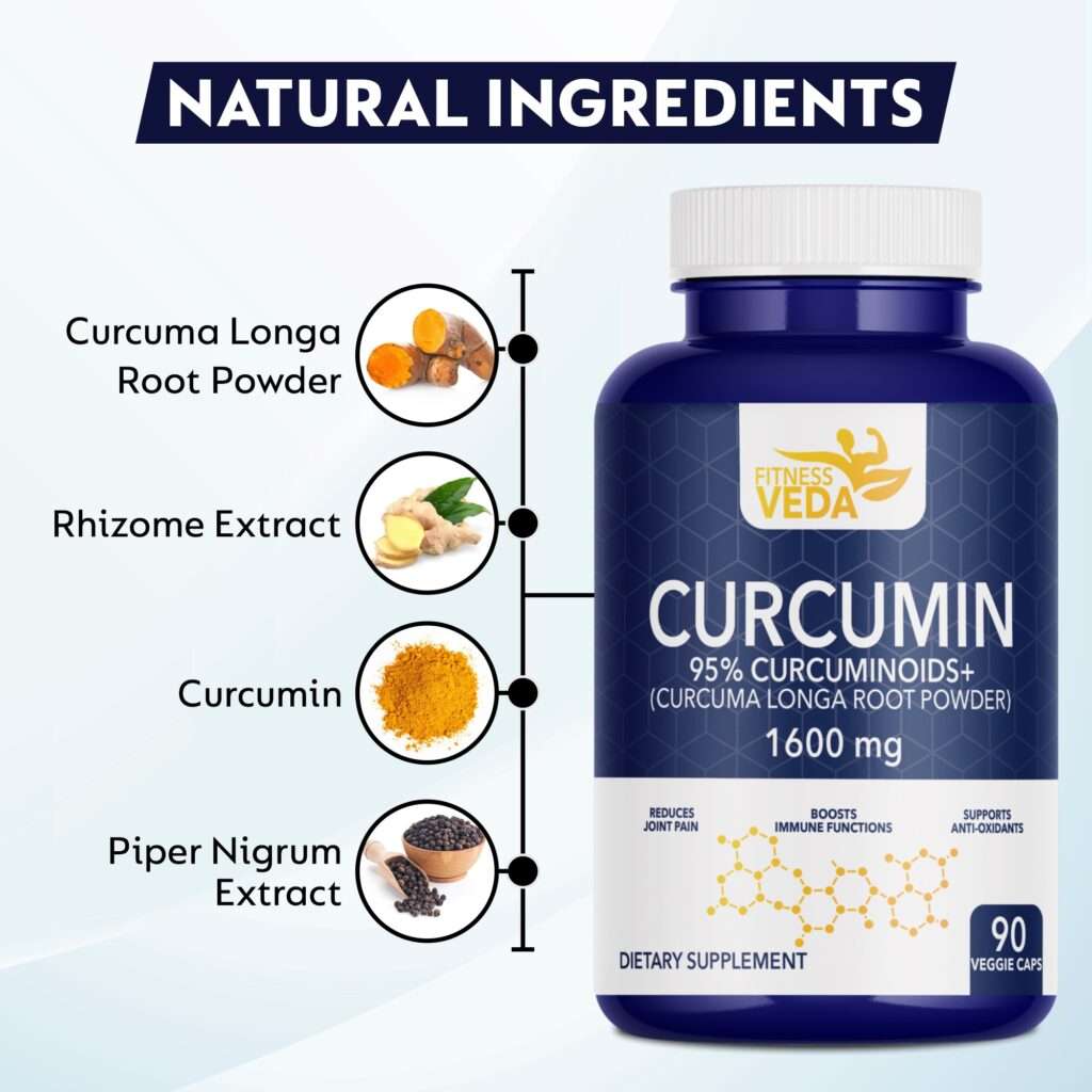 Curcumin Long Roota, Curcuma Longa Root, Piper Nigrum Extract, Turmeric Rhizome Extract, Curcumin Veggie Capsules, Joint Pain Relief, Immune Booster Capsules, Antioxidant Support Supplement, Curcumin with Piperine, Turmeric Extract Capsules, Curcuminoids 95% Supplement, Joint Health Capsules, Immune Function Support, Anti-Inflammatory Curcumin, Fitness Veda Curcumin