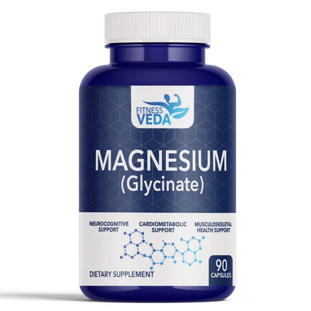 magnesium glycinate capsule, magnesium glycinate supplement, magnesium sleep support, natural stress relief supplement, magnesium for muscle recovery, relax and sleep naturally, magnesium glycinate capsules 2025, sleep support tablets, stress relief capsules, muscle recovery supplement, magnesium for focus, dietary magnesium tablets, supplement for nerves, FITNESS VEDA Magnesium Glycinate Capsule