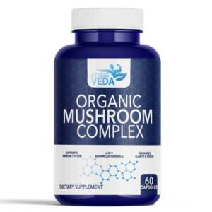 Organic Mushroom Complex Pack of 2, mushroom capsules for immunity, brain health capsules, stress relief supplement, immune system booster, Organic mushroom capsules, Mushroom complex tablets, Immunity booster capsule, Fitness Veda Organic Mushroom Complex supplement