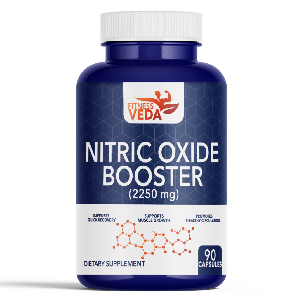 Nitric Oxide Pack of 2, Fitness Veda Nitric Oxide, Muscle growth supplement, Post-workout recovery, Workout booster capsules, Gym strength supplement, Circulation booster tablets, Nitric Oxide booster tablets, Workout recovery capsules, Workout booster supplement, Muscle growth capsules, Energy booster capsules, Circulation booster supplement, Strength gain supplement, Extra strength capsules, Performance booster supplement