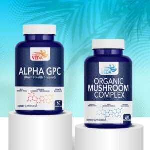 Brain & Focus Booster Combo, Memory support capsules, Focus supplement tablets, Alpha GPC capsules, Brain health supplement, Natural memory booster, Stress relief supplement, Brain booster capsules, Learning booster capsules, Brain health supplement, Focus clarity capsules, Focus booster capsules, Mind clarity supplement, Fitness Veda Brain & Focus Booster Combo