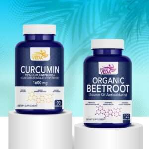 Immunity & Circulation Support Combo, Curcumin & Organic Beetroot, Beetroot Capsules for Heart Health, Immunity Boosting Supplements, Anti-Inflammatory Curcumin Capsules, Circulation Booster Capsules, Curcumin with Piperine Tablets, Fitness Veda Curcumin Beetroot,