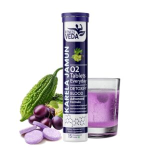 Karela Jamun Pack of 2, Blood sugar support, Effervescent herbal drink, Liver health support, Glucose balance tablets, Digestion booster, Fitness Veda Karela Jamun, Blood Sugar Support, Digestion Booster Tablet, Natural Blood Sugar, Karela Jamun Effervescent