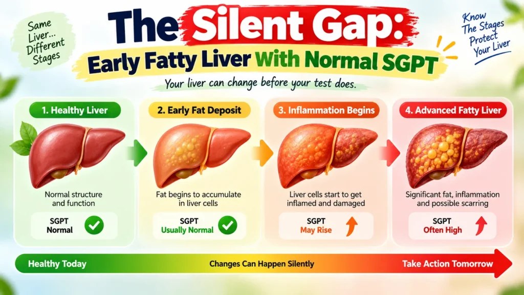 fatty liver with normal SGPT stages